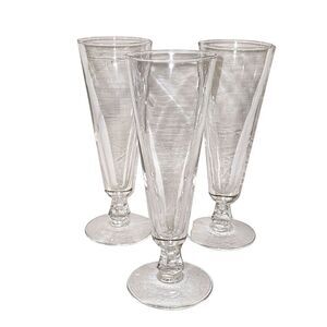 Set of‎ 3 Vintage Tall Beer Pilsner Glasses